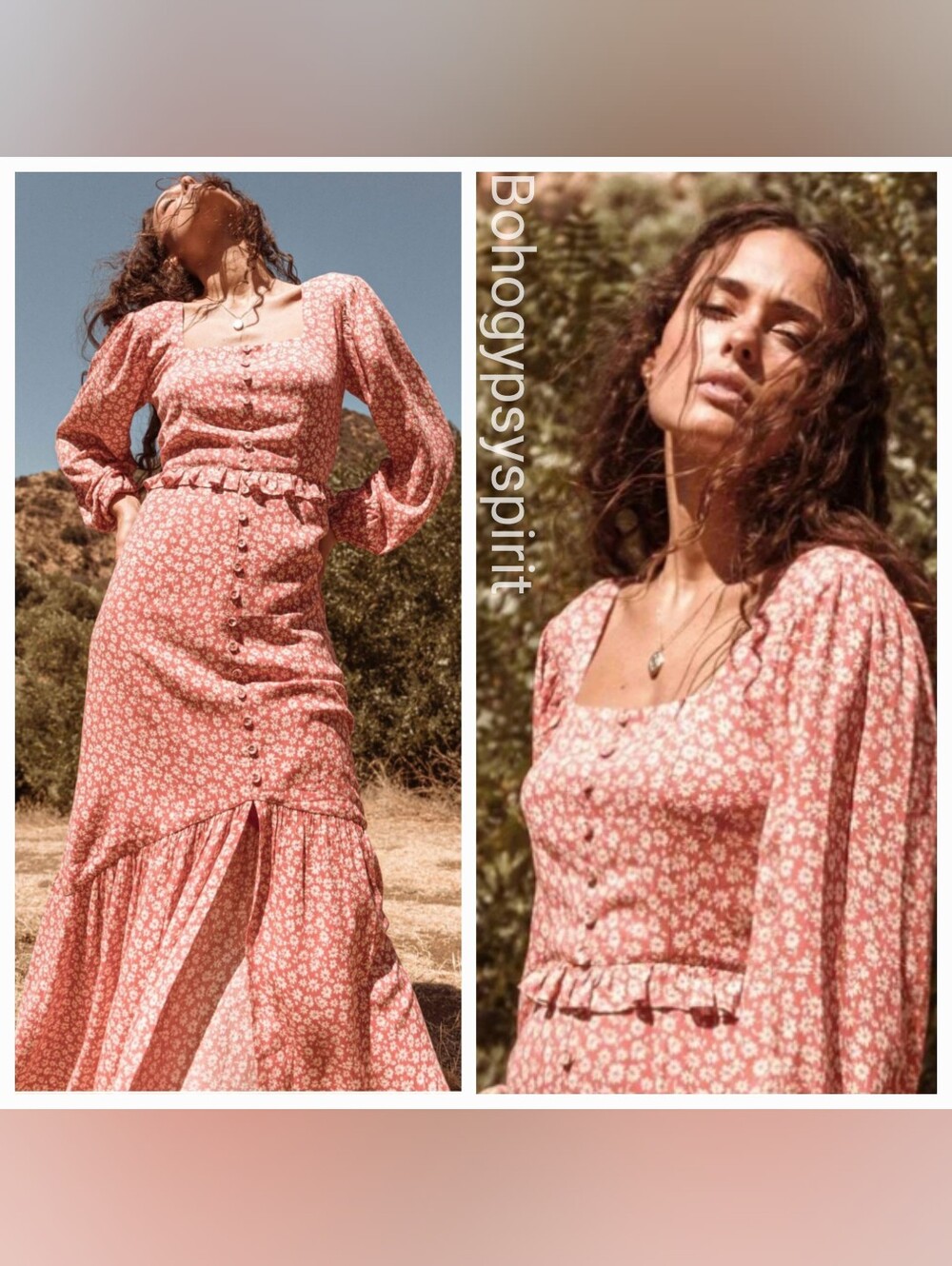 $118 Revolve Floral Lobg Sleeve Peasant Dress
